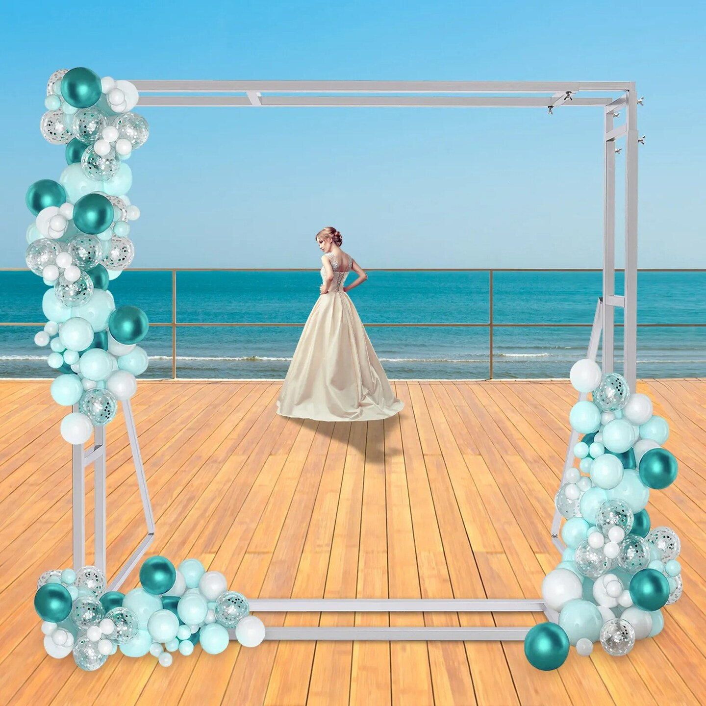 9.8ft Metal Wedding Flower Arch Framework Photography Backdrop Stand Heavy Duty