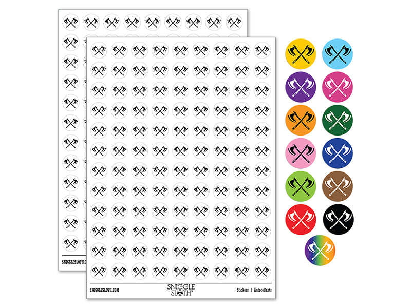 Crossed Viking Battle Axes Weapons 200+ 0.50&#x22; Round Stickers