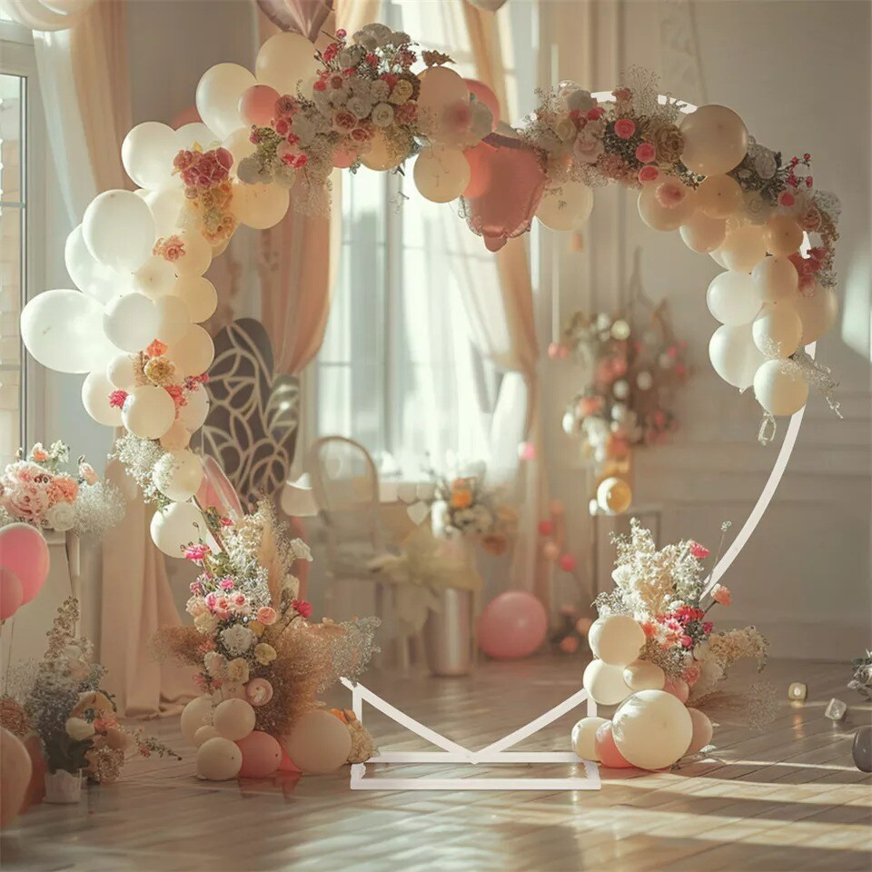 7.2FT Heart Shape Wedding Arch Stand Heavy Duty Metal Balloon Backdrop for Party