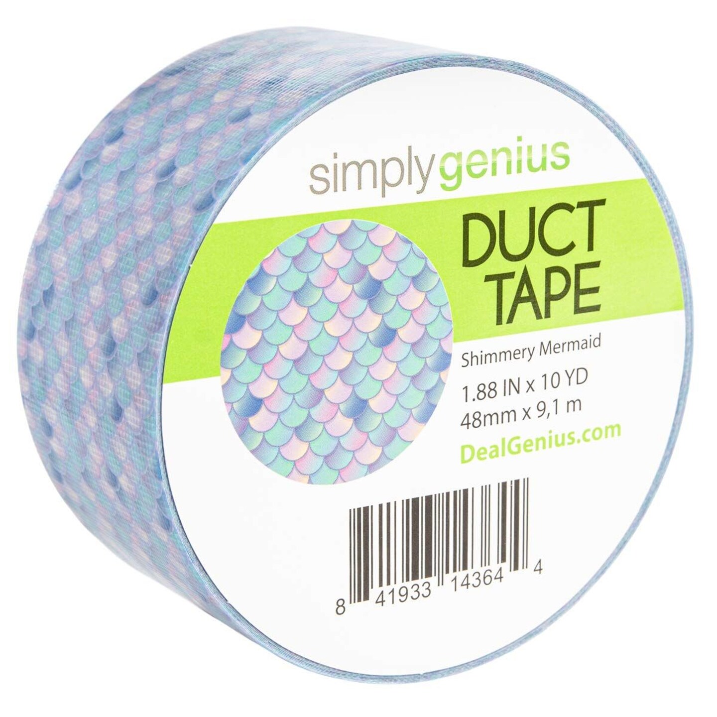 Simply Genius Pattern Duct Tape Heavy Duty - Craft Supplies for Kids &#x26; Adults - Colored Duct Tape - Single Roll 1.8 in x 10 yards - Colorful Tape for DIY, Craft &#x26; Home Improvement (Shimmery Mermaids)