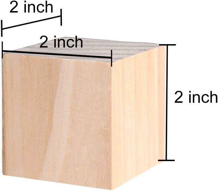 20pcs 2 inch Wooden Cubes Unfinished Wood Blocks for Wood Crafts, Wooden Cubes, Wood Blocks, Great for Baby Showers (20pcs)