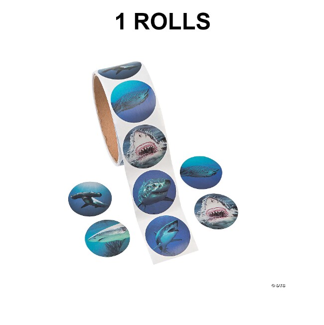 Realistic Photo Shark Sticker Roll 100 Pieces