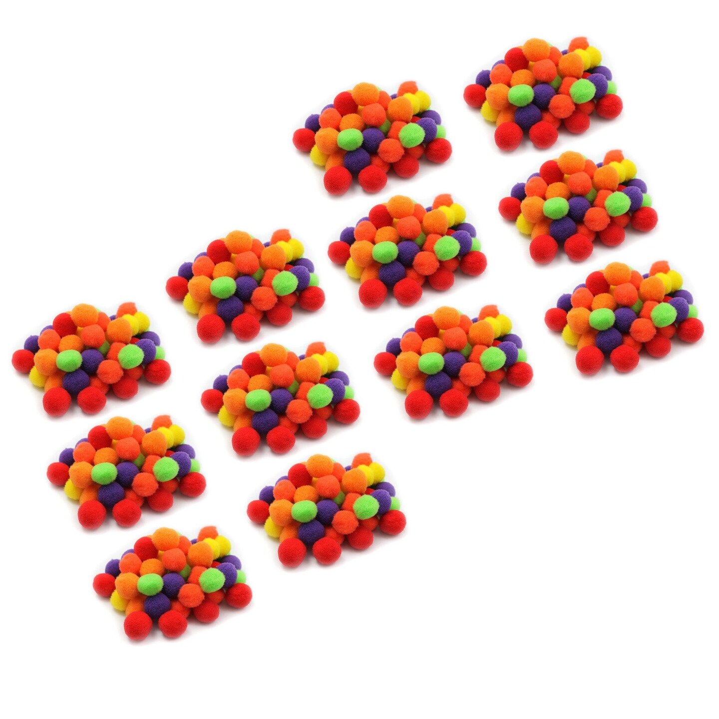 Pom-Poms 1&#x22;, Assorted Hot Colors, 50 Per Pack, 12 Packs
