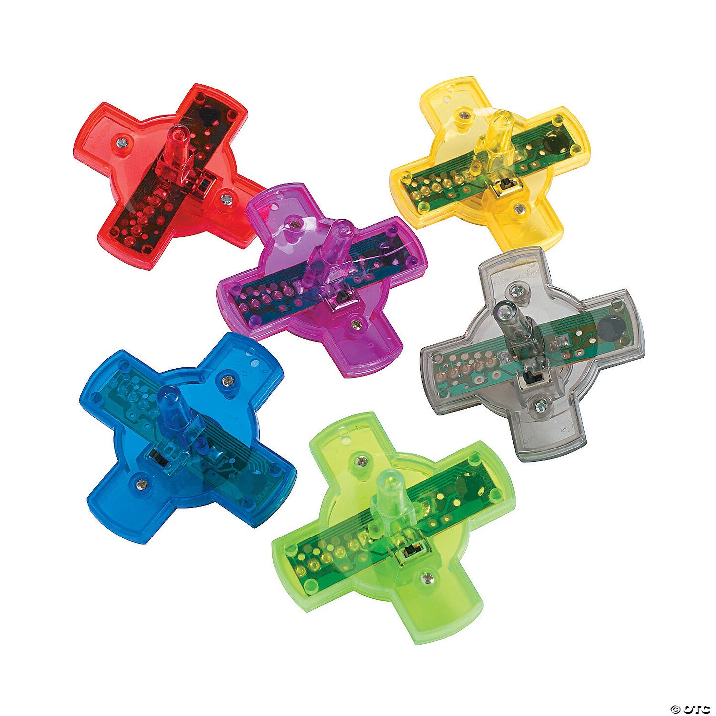 2 1/4" Light-Up Bright Solid Color Plastic Spin Tops - 12 Pc.
