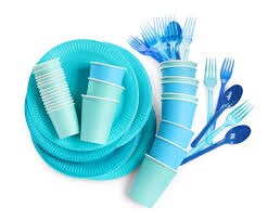 396 Pc. Light Blue Tableware Kit for 48 Guests