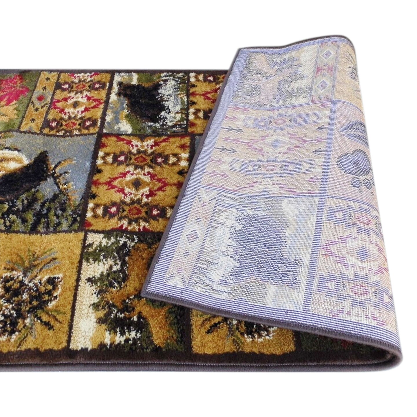 Masada Rugs Wildlife Bear and Elk Scene Area Rug