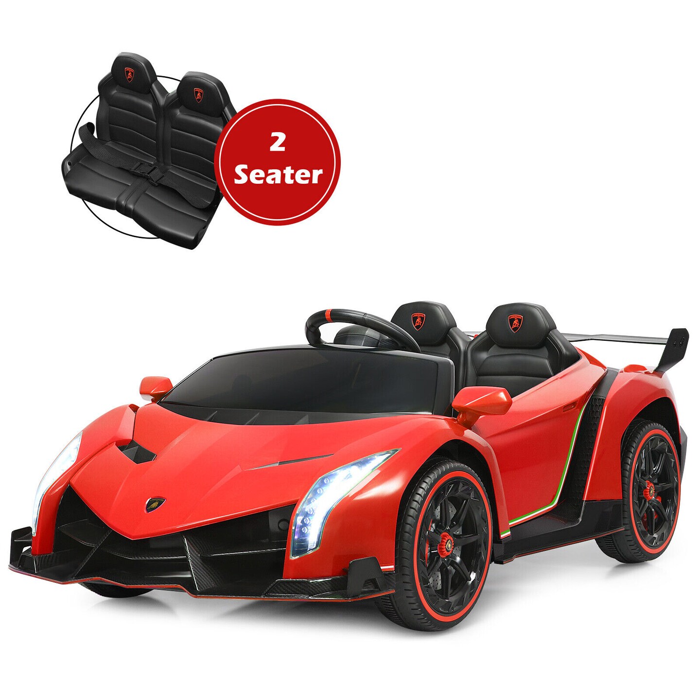 12V 2-Seater Licensed Lamborghini Kids Ride On Car with RC and Swing Function