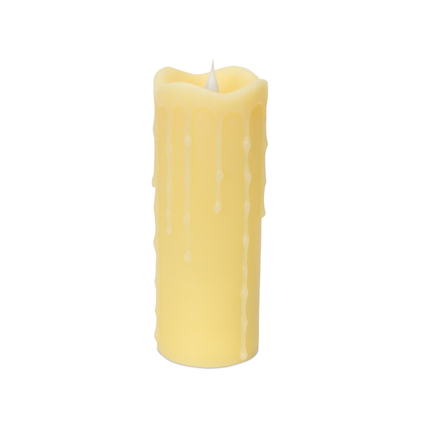 Melrose Set of 2 Dripping LED Lighted Flameless Pillar Candles with Timer 7&#x22;