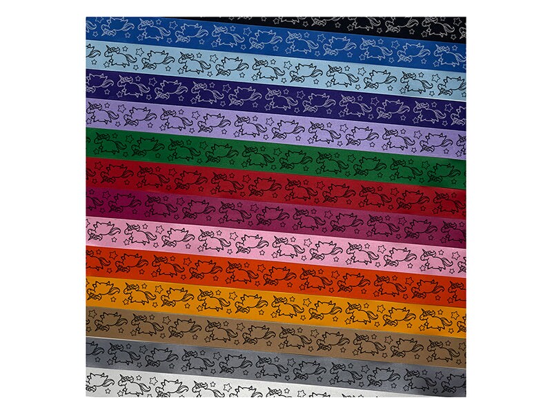 Chubby Unicorn Running Satin Ribbon for Bows Gift Wrapping - 1&#x22; - 3 Yards