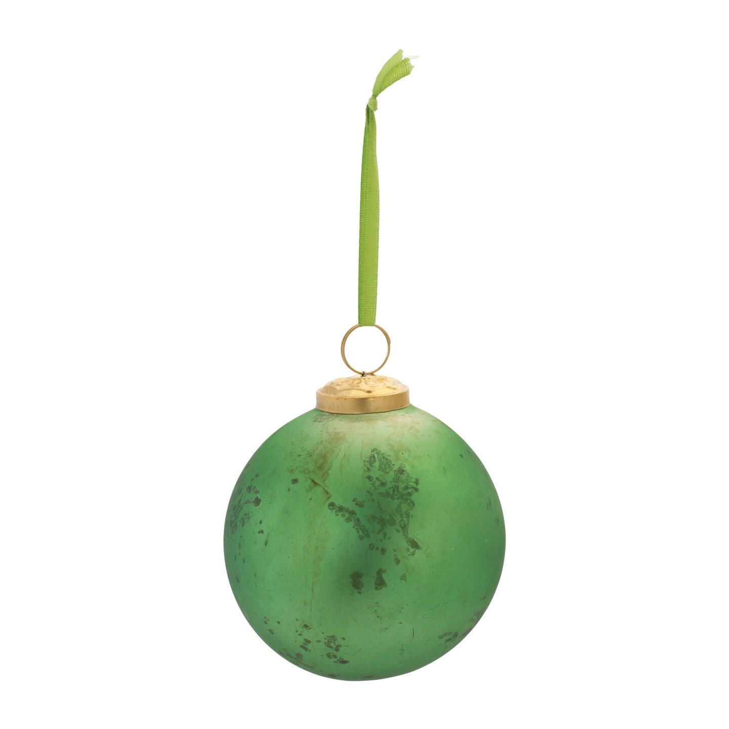 Melrose Matte Finish Distressed Glass Christmas Ball Ornaments - 4" (100mm) - Green - 6ct