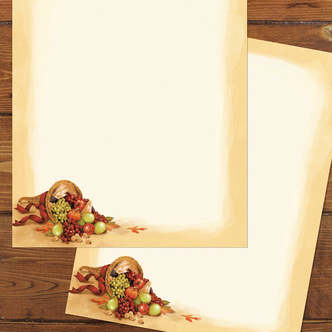 Great Papers! Cornucopia Fall Thanksgiving Stationery Letterhead, 8.5&#x22; x 11&#x22;, Inkjet and Laser Printer Compatible, 80 sheets