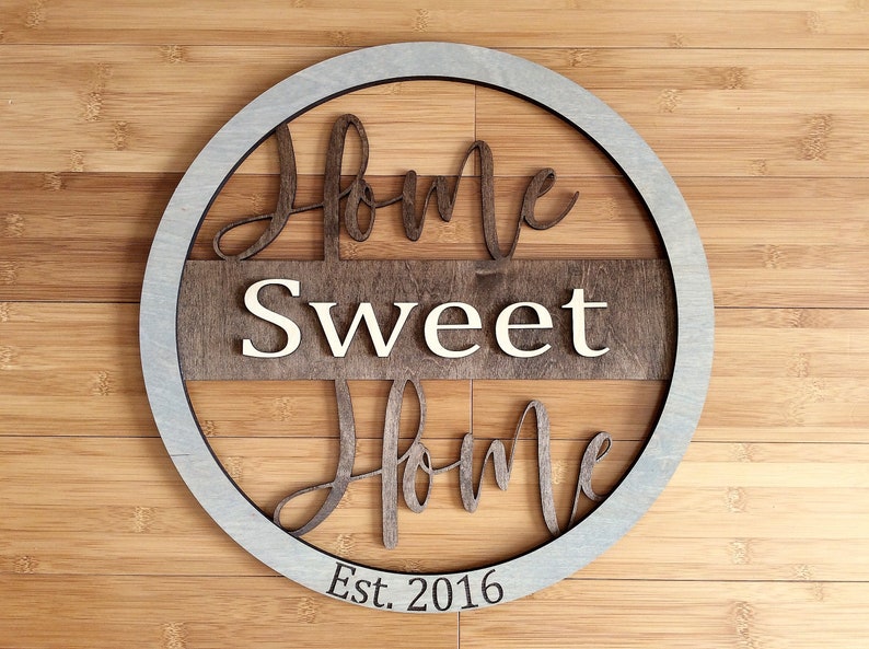 Massachusetts to South Carolina Home Sweet Home Round Wood Sign | Two State Home Sign | New Home Sign | cheapest Housewarming | Farewell Gift