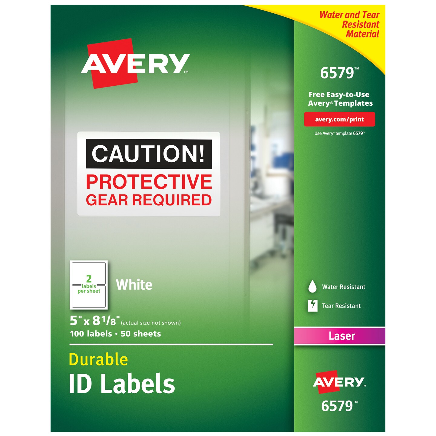 Avery Permanent Durable ID Labels, TrueBlock, 5" x 8-1/8", Matte White, 100 Labels (6579)