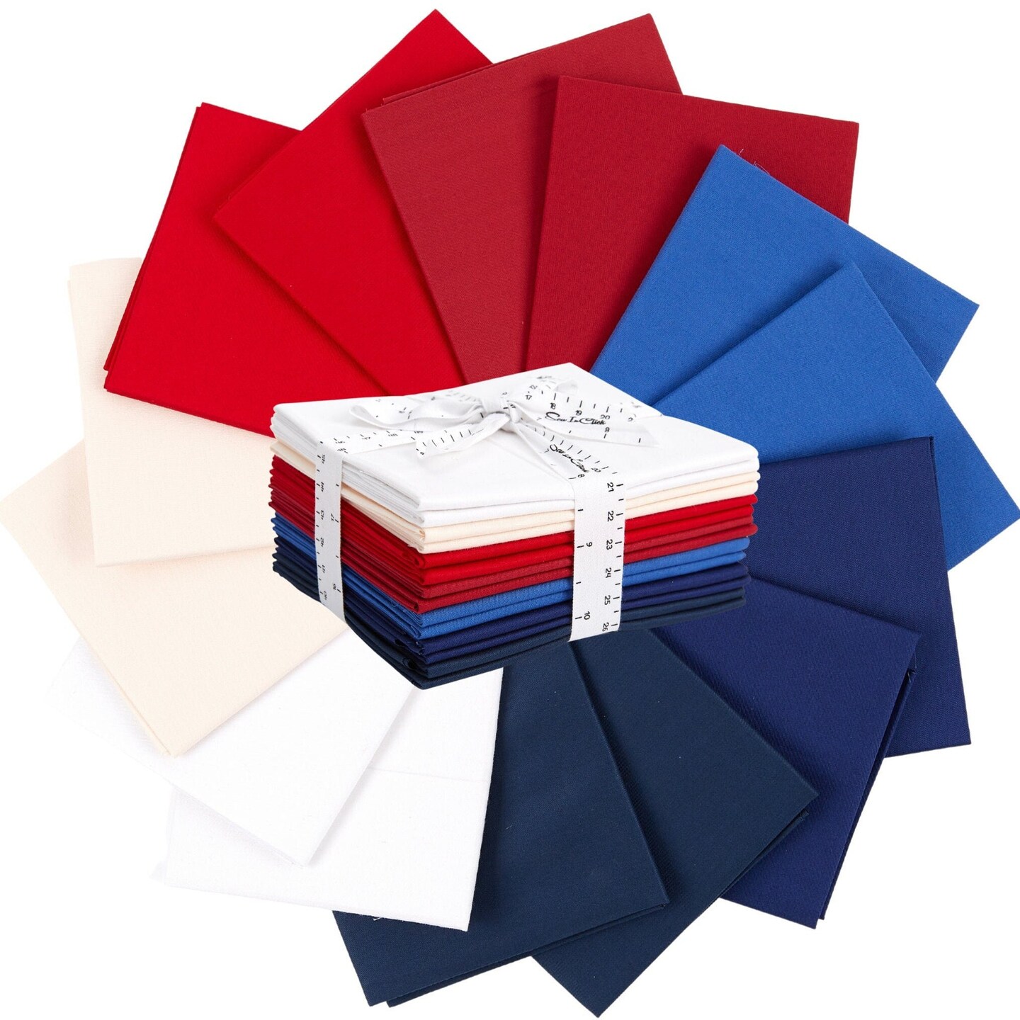 Fat Quarter Bundle -100% Cotton | Pure Solids | Patriotic USA Flag colors | Red Blue White  l Mix Colors | Quilting &#x26; Crafting Soft Fabric