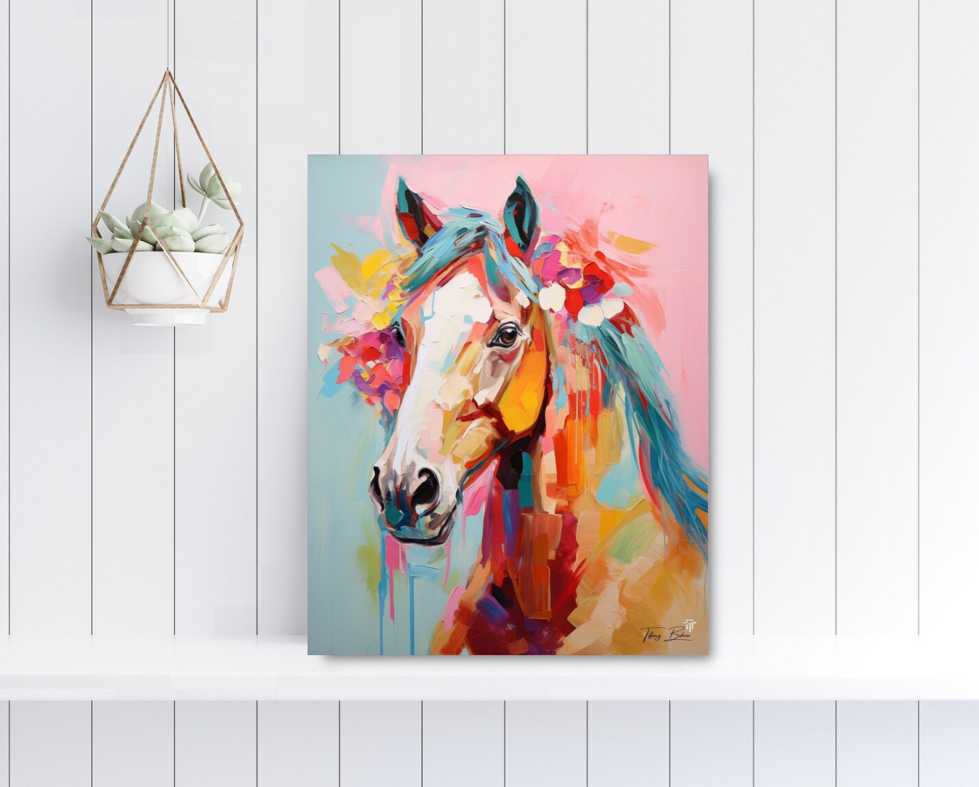 Boho Beautiful Horse - Giclee Fine Art Print on Heavy Fine Art Paper - Original Art by Tiffany Bohrer, Tipsy Artist product 2