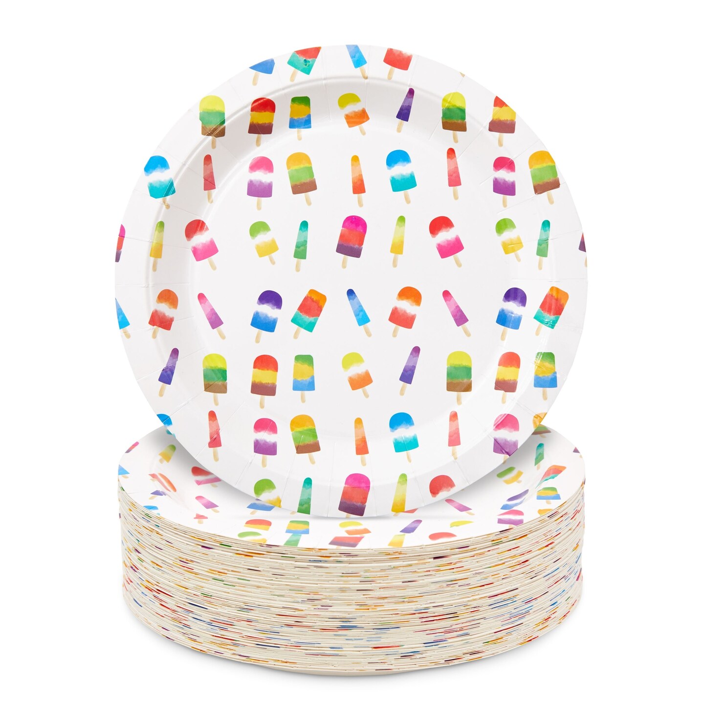 Popsicle Paper Plates for Summer Birthday Party Supplies (9 In, 80 Pack)