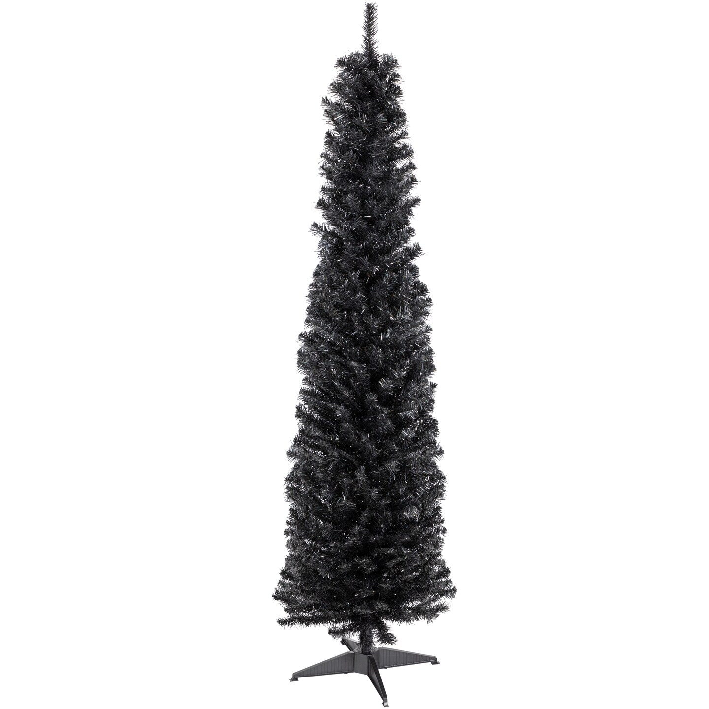 Northlight 6' Charcoal Brown Iridescent Slim Artificial Tinsel Halloween Tree, Unlit