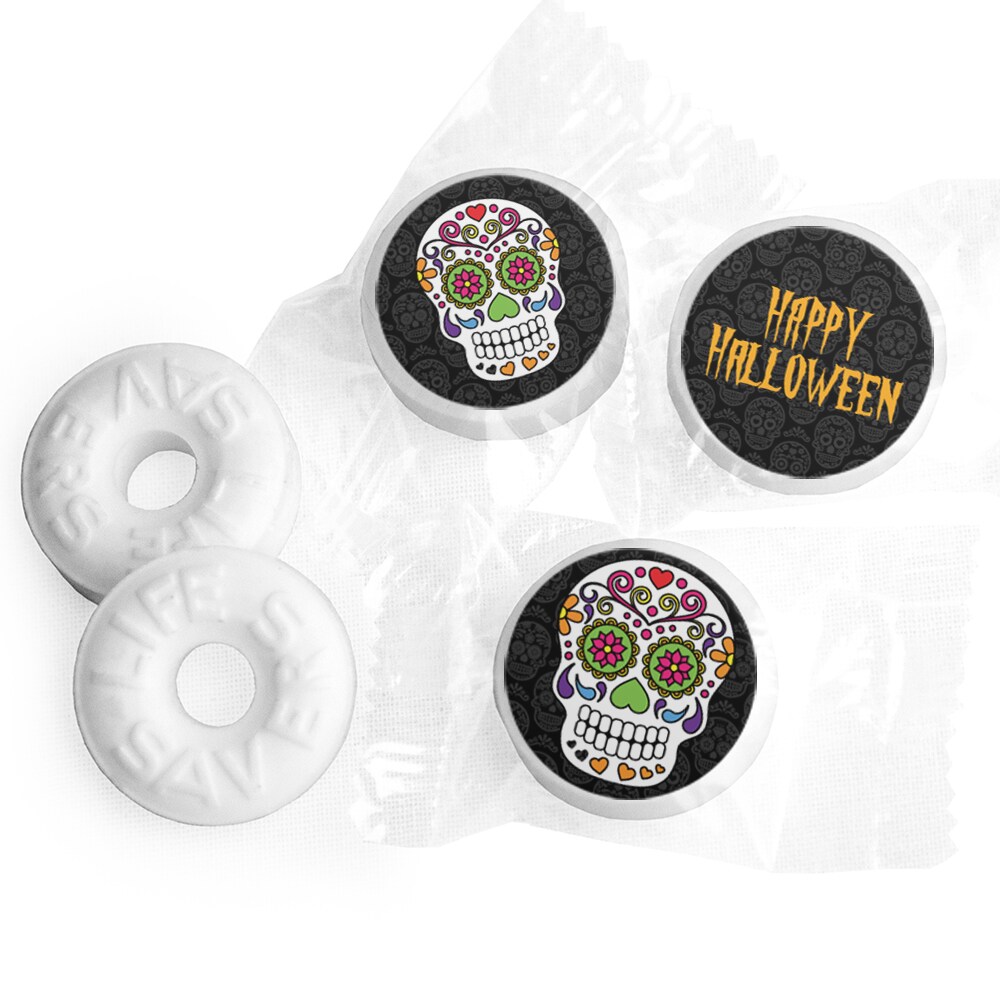 Halloween LifeSavers Mints Party Favors (Approx. 300 mints &#x26; 324 Stickers) by Just Candy - Assembly Required - Sugar Skulls