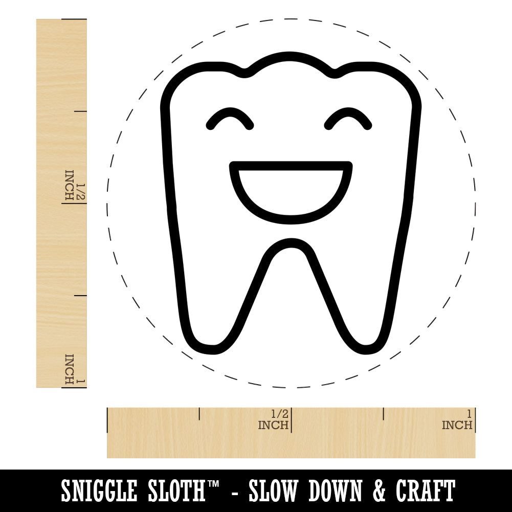 Happy Smiling Tooth Dentist Self-Inking Rubber Stamp for Stamping Crafting Planners