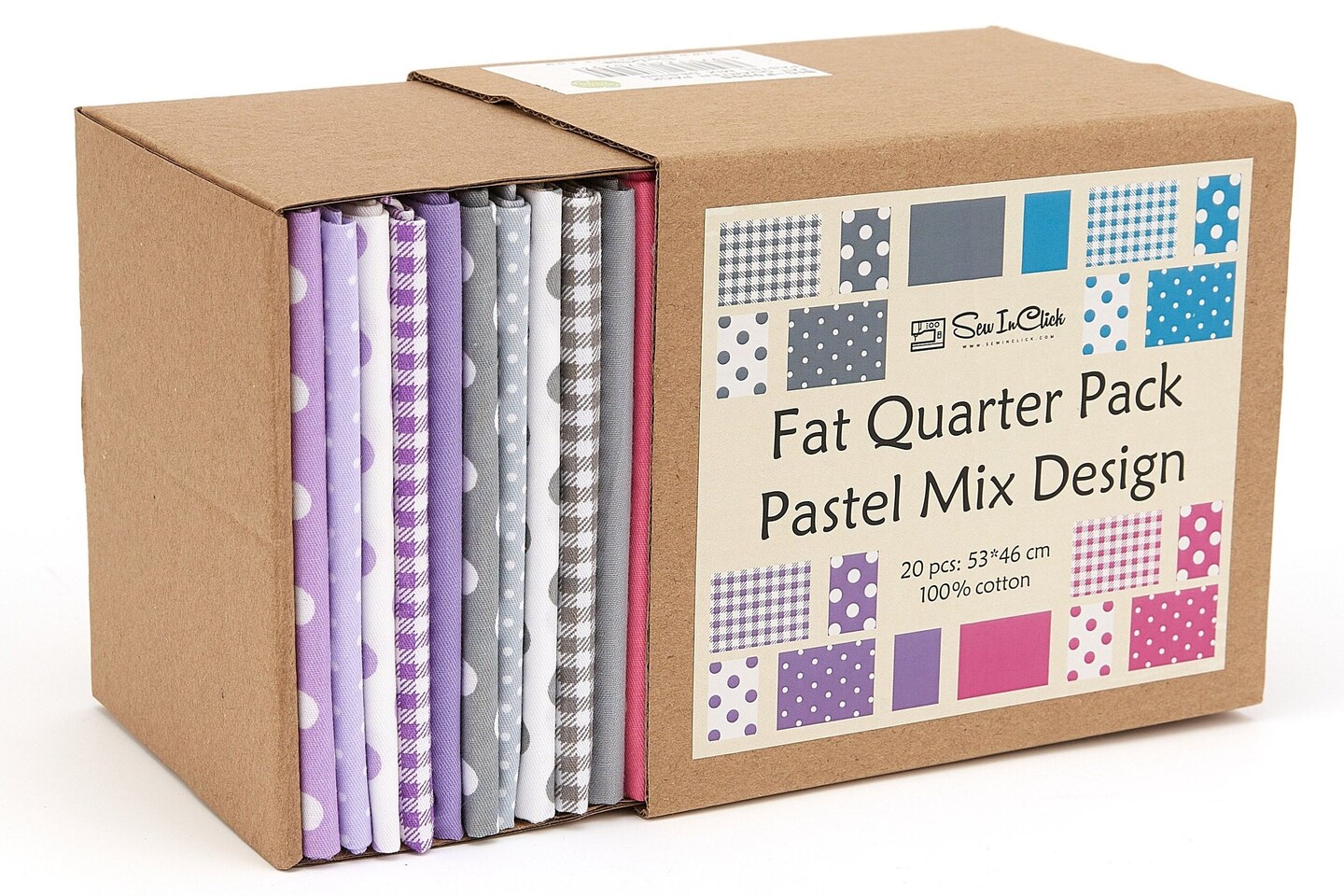 20 Fat Quarter Bundle -100% Cotton | Basic Mix Design - 20 pcs - baby's Colors - 5 Patterns | Quilting & Crafting Fabric | Special Gift Set