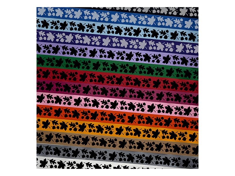 Fall Leaf Border Oak Maple Leaves Acorns Satin Ribbon for Bows Gift Wrapping - 1&#x22; - 3 Yards