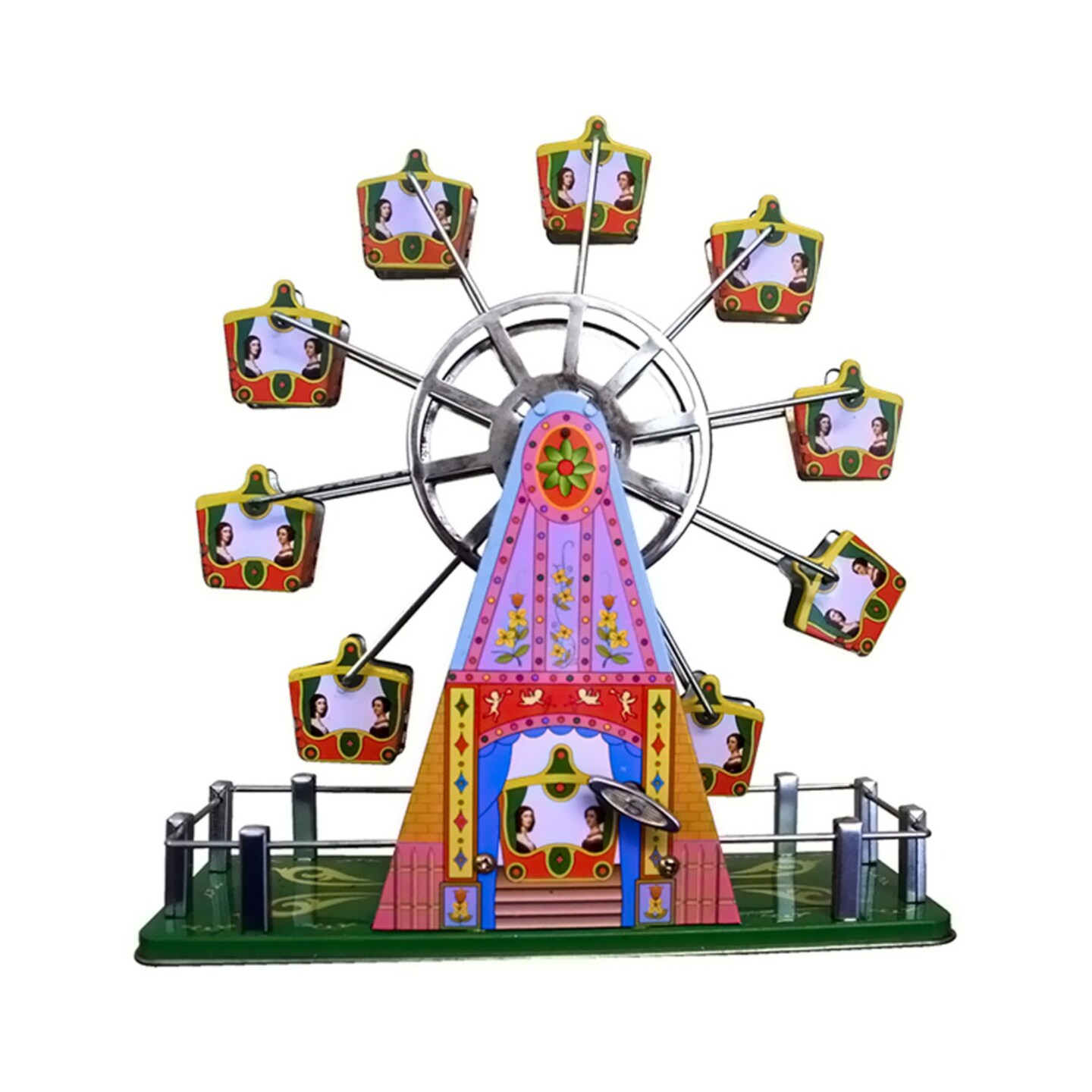 Alexander Taron Holiday Seasonal Decorative Collectible Tin Toy - Musical Ferris Wheel - 8.5&#x22;Hx9&#x22;Wx2.5&#x22;D