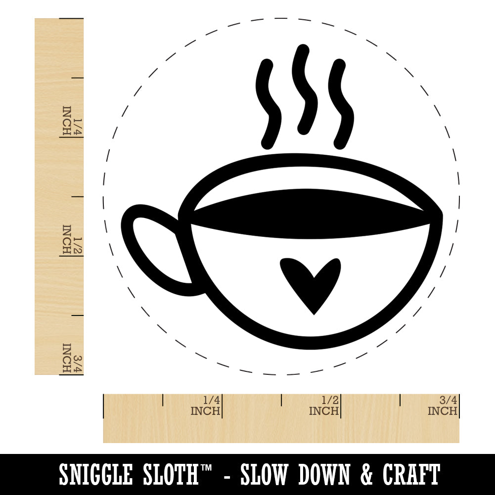 Fun Cup of Tea Coffee with Heart Self-Inking Rubber Stamp for Stamping Crafting Planners
