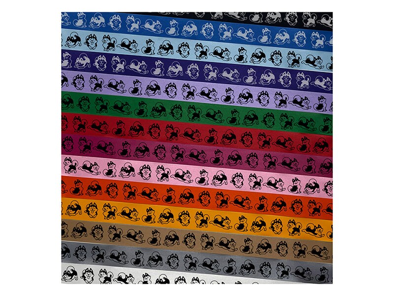 Chibi Siberian Husky Dog Border Satin Ribbon for Bows Gift Wrapping - 1&#x22; - 3 Yards