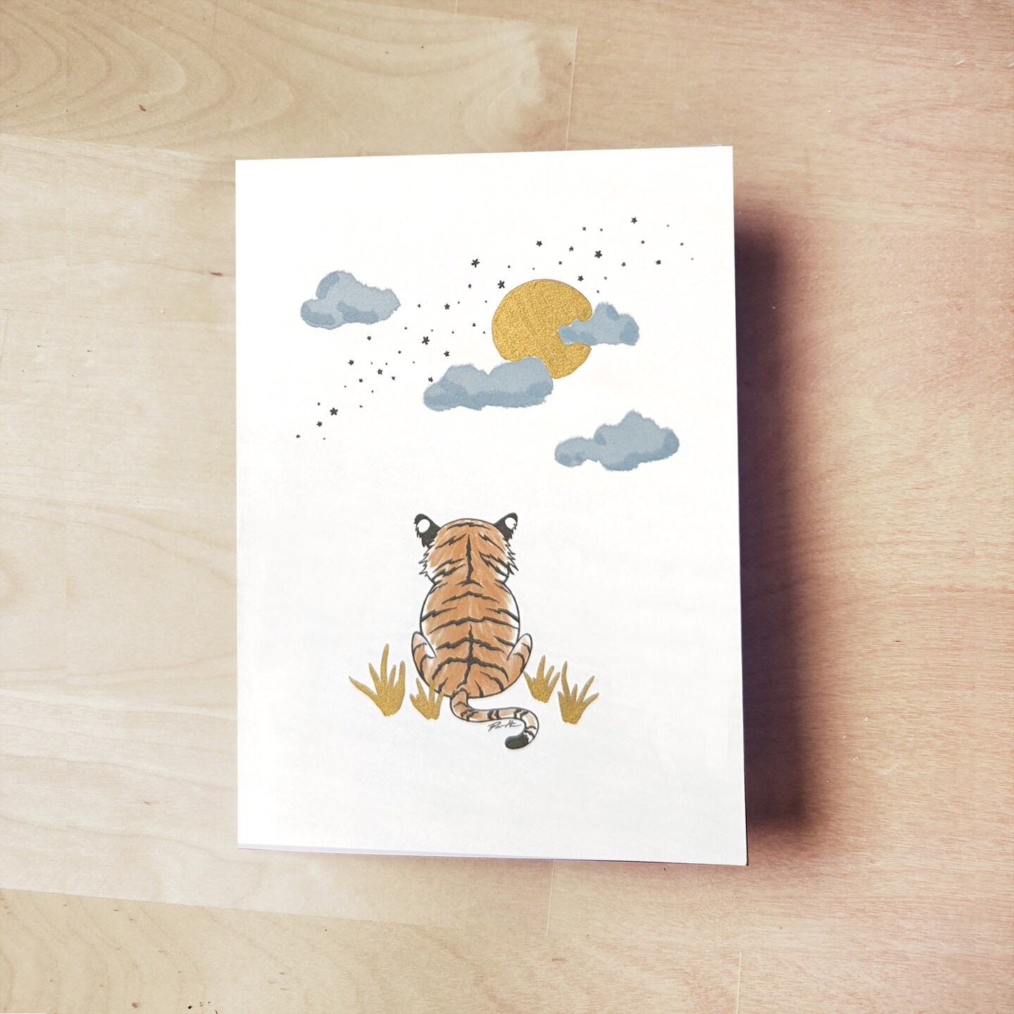 Tiger Butt Hand Painted Greeting Card Blank - Year Of The Tiger Lunar 