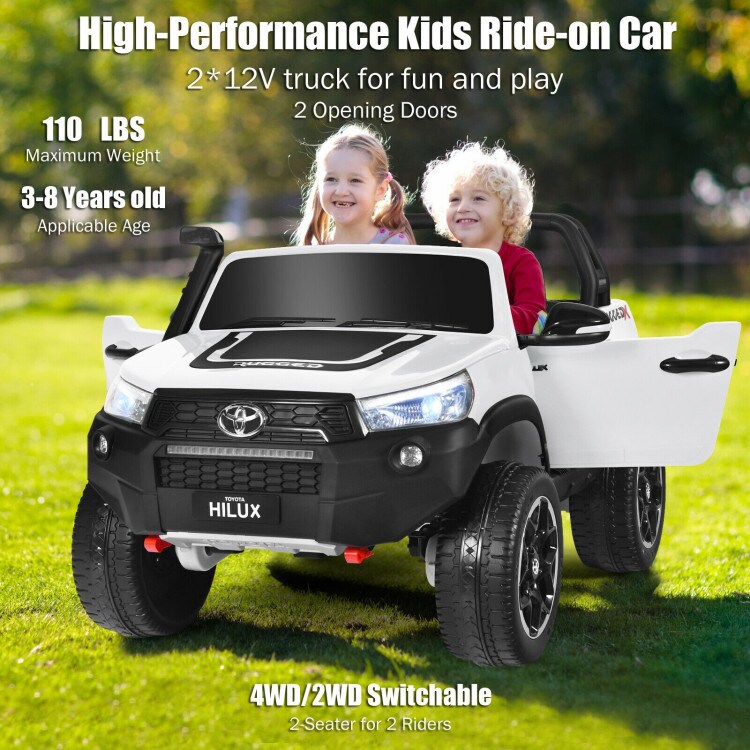 2*12V Licensed Toyota Hilux Ride On Truck Car 2-Seater 4WD with Remote