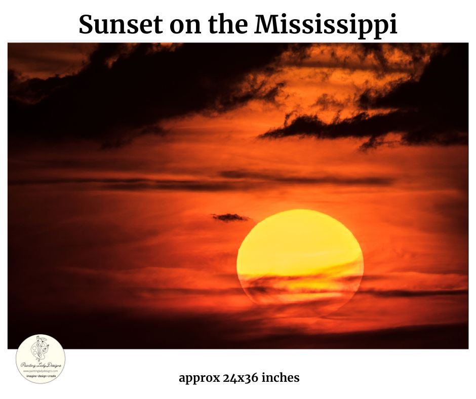 Sunset on the Mississippi - Art paper  by Painting Lady Designs (Large  24x36)