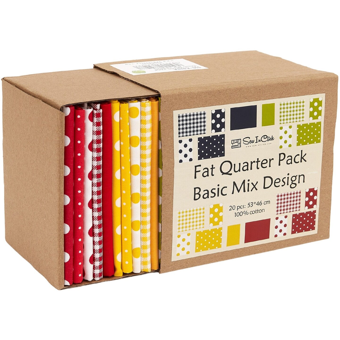 20 Fat Quarter Bundle -100% Cotton | Basic Mix Design - 20 pcs - Polka-dot 5 Patterns | Quilting & Crafting Fabric | Special Gift Set