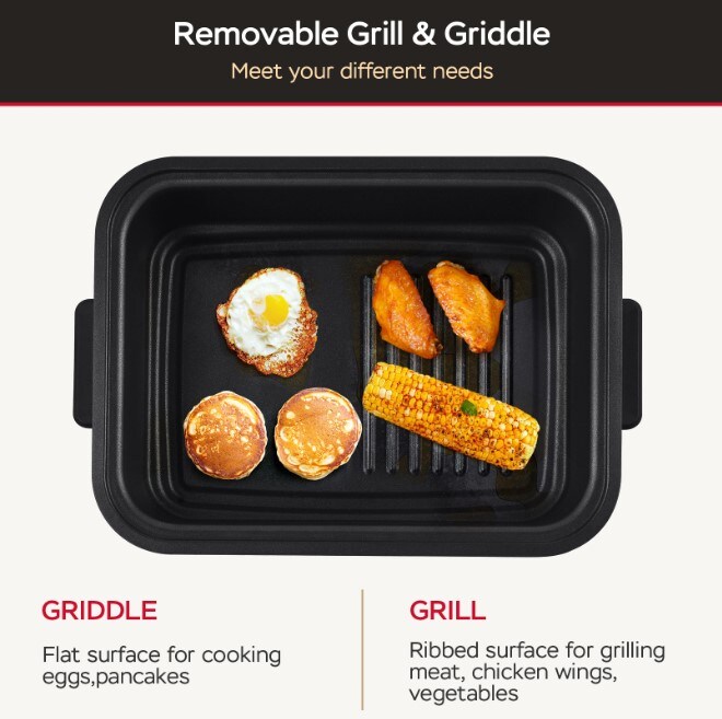 Geek Chef 7 In 1 Smokeless Portable Electric Indoor Tabletop Grill with Air Fry, Roast and Baking - 6-Servings