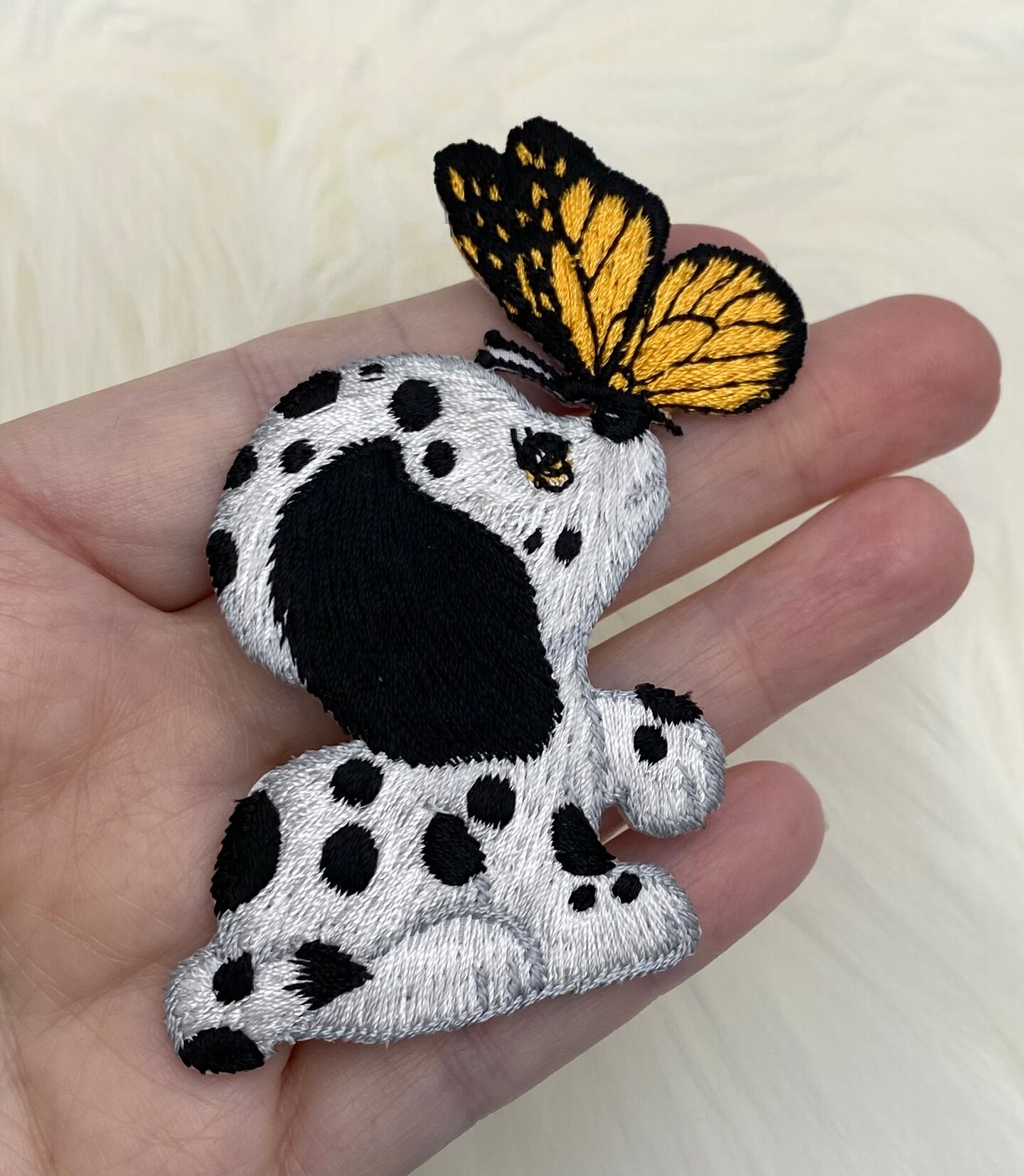 Dalmatian Dog with Butterfly, Pets, Embroidered, Iron on Patch