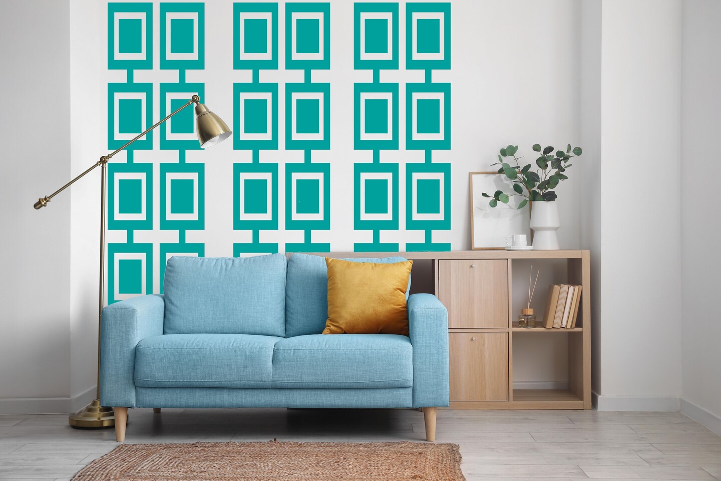 Mid Mod Rectangle Column Wall Decals, Square Decal, Mid Century Modern