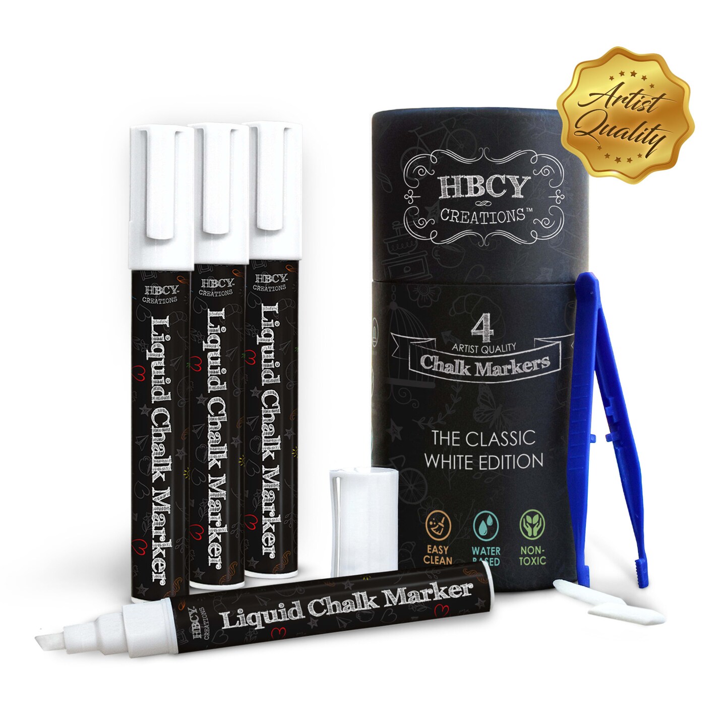 HBCY Creations Liquid Chalk Markers Set - 10 Non-Toxic Erasable