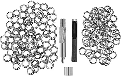 Grommet Tool Kit, Grommet Setting Tool 100 Sets Grommets Eyelets (1/2 Inch Diameter) Eyelets and Eyelet Punch Die Tool