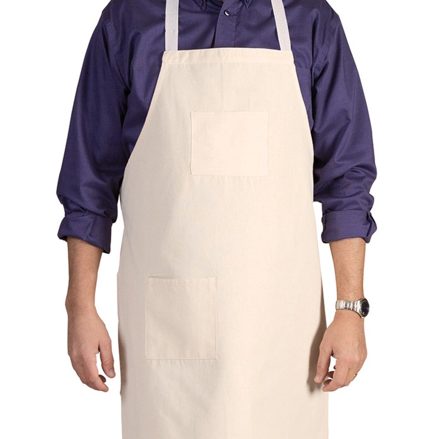Full Length Adult Cotton Apron, Tan, 34&#x22; x 24&#x22;, 1 Piece