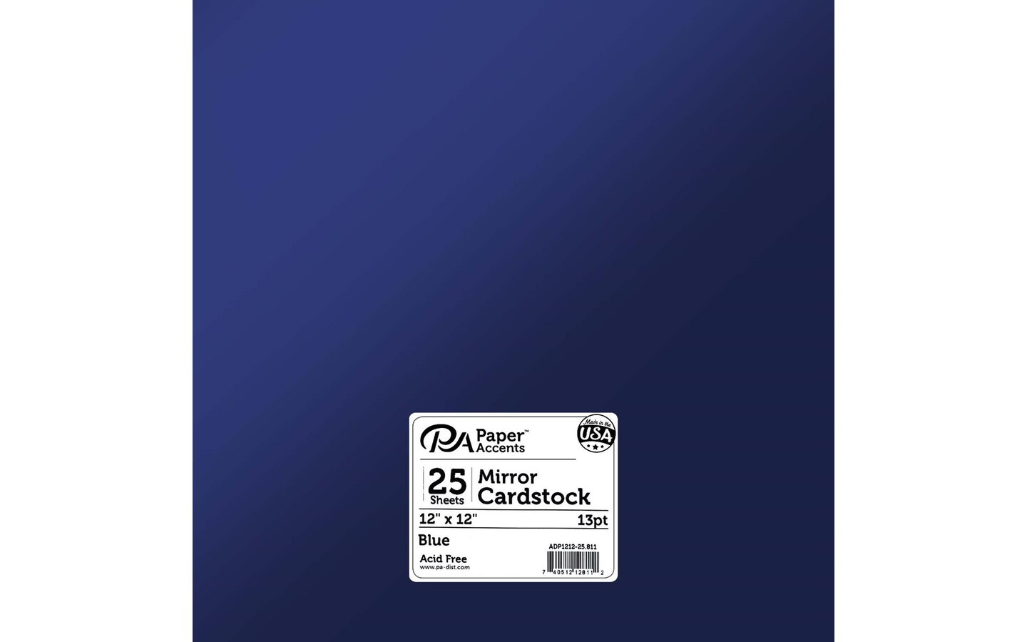 PA Paper Accents Mirror Cardstock 12" x 12" Blue, 13pt colored cardstock paper for card making, scrapbooking, printing, quilling and crafts, 25 piece pack