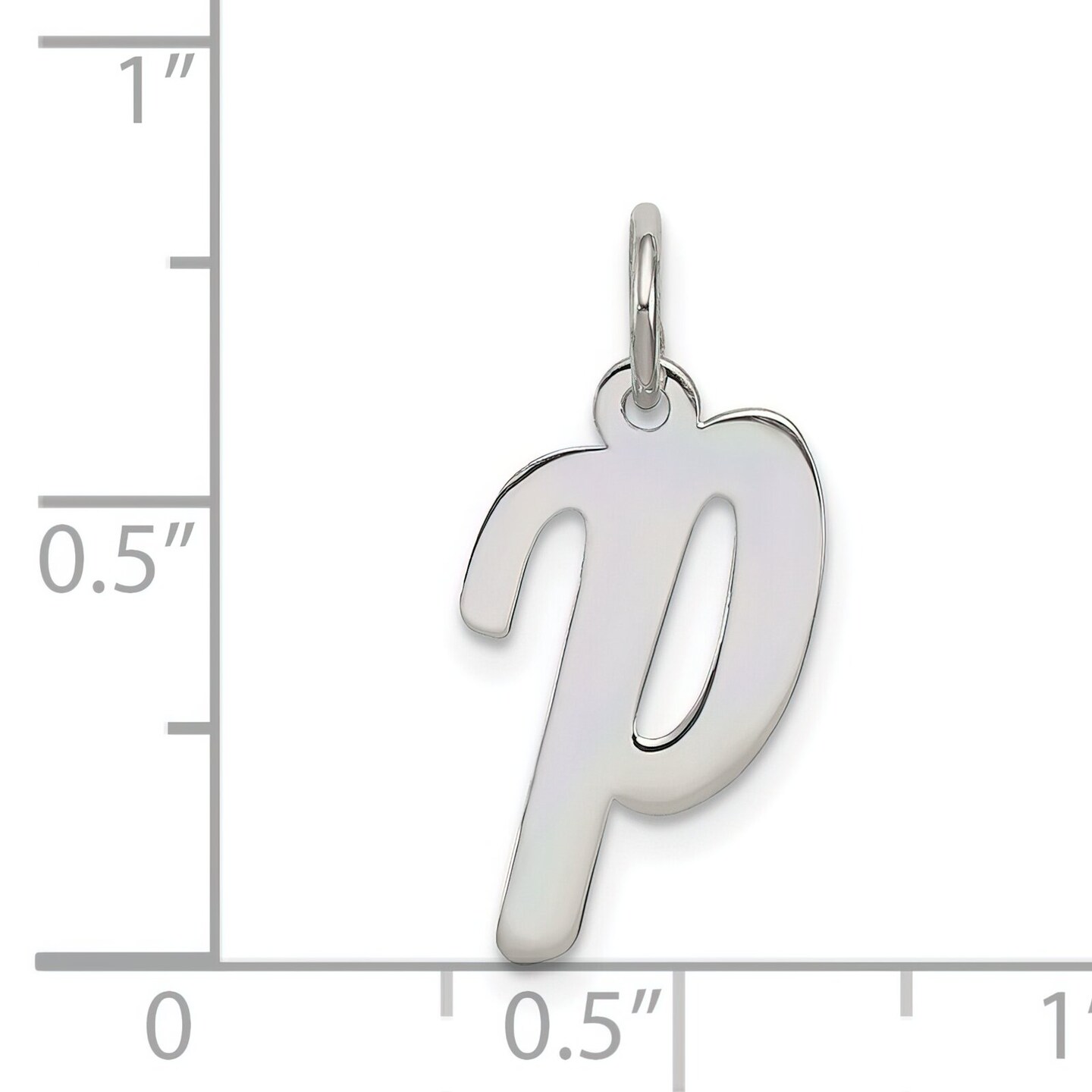 Sterling Silver Medium Script Initial Letter P Charm Jewerly 18mm x 8mm