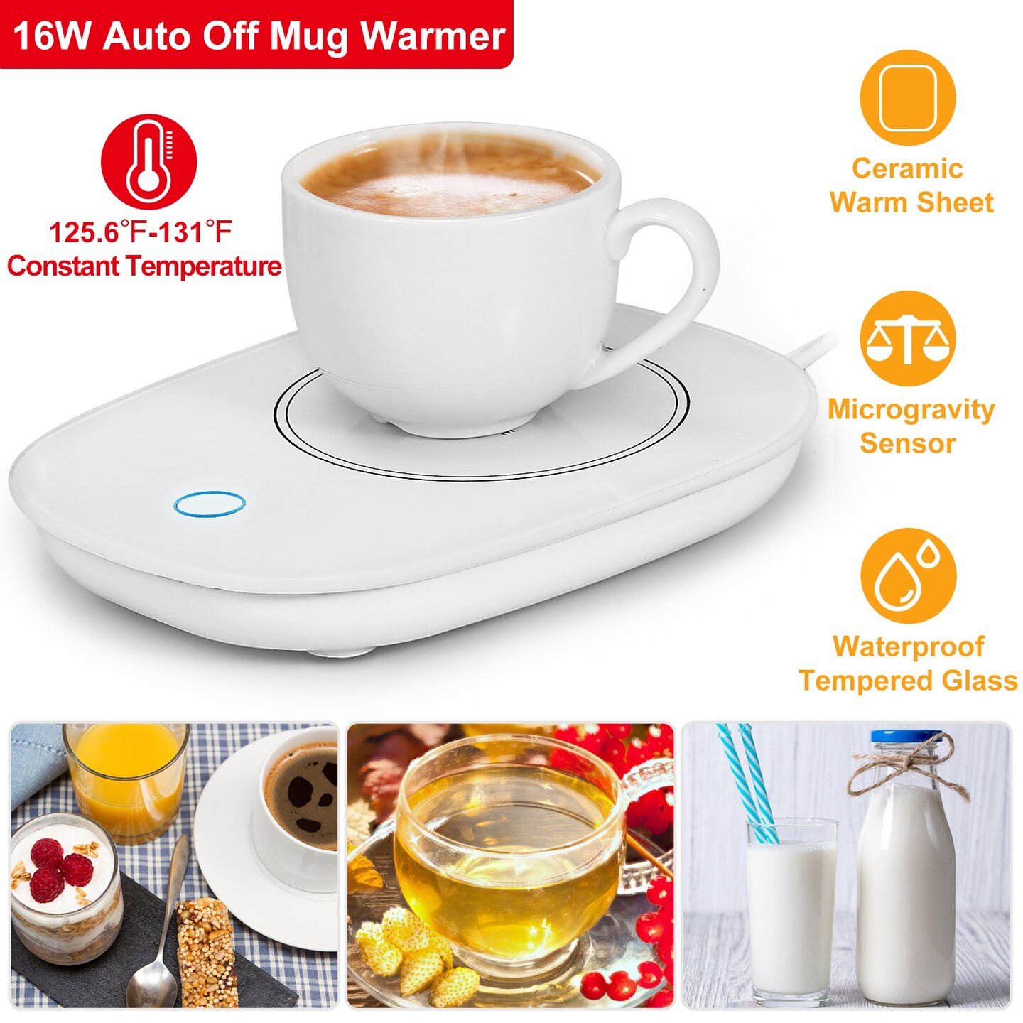 Eggracks Coffee Mug Warmer Auto Shut Off Electric Beverage Warmer Mat for Tea and Coffee