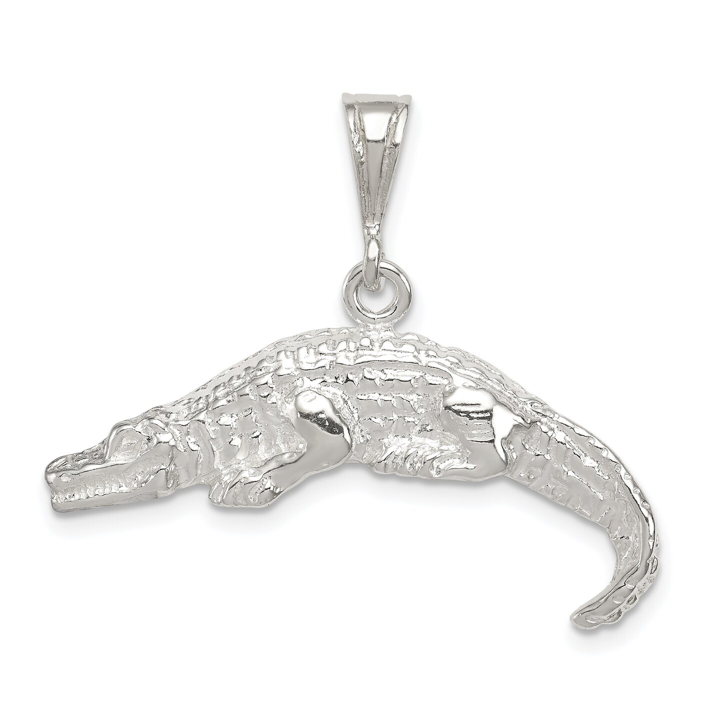 Sterling Silver Alligator Charm Pendant Florida Gator Jewerly 17mm x 32mm