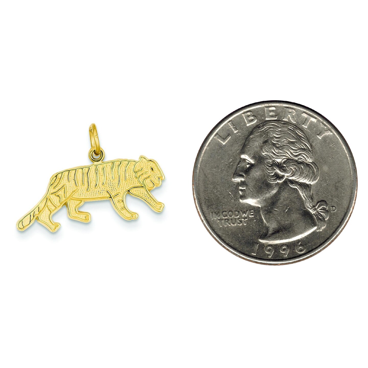 14K Yellow Gold Tiger Charm Jungle Cat Pendant Jewelry 19mm x 25mm