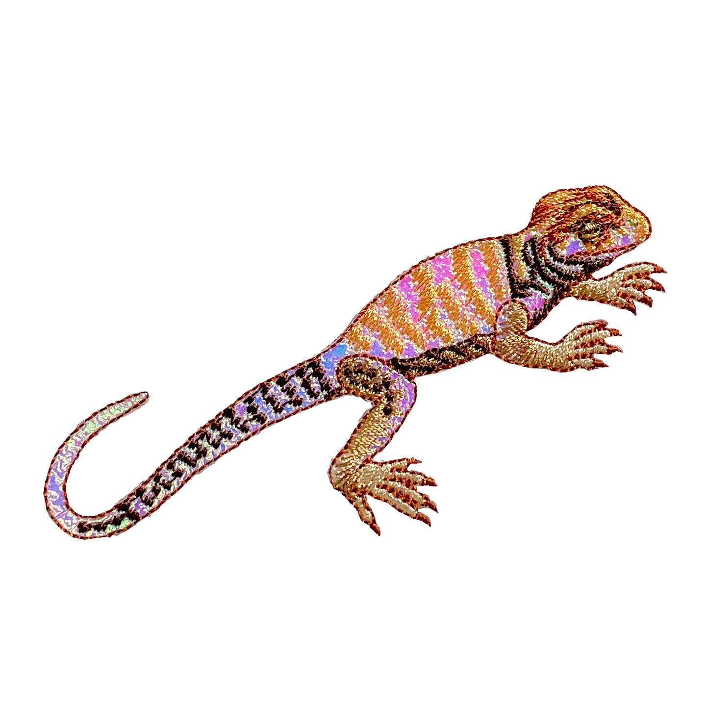 Brown Shimmery Lizard, Facing Right, Embroidered Iron-on Patch