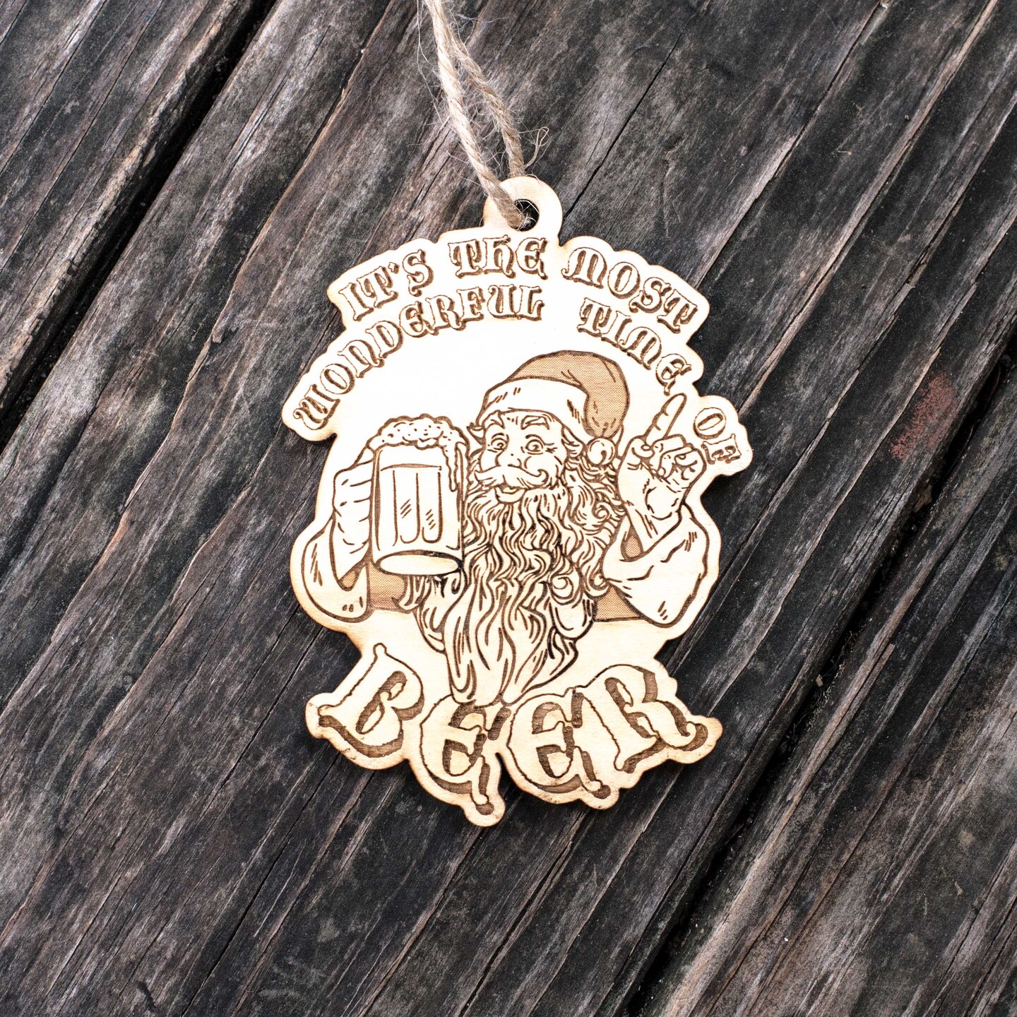 Ornament - It's the Most Wonderful Time of Beer - Raw Wood 3x4in Ornament - It's the Most Wonderful Time of Beer - Raw Wood 3x4in