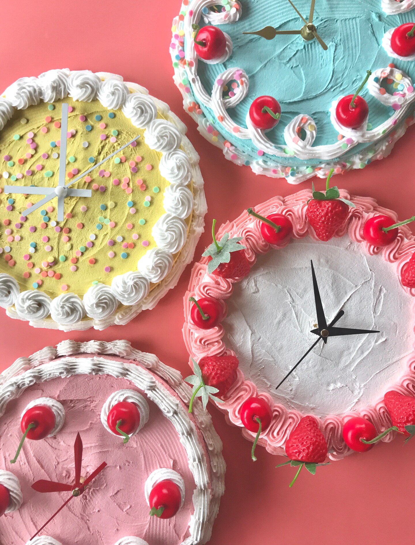 Cake Clock, Decorative Wall Clock, Y2k aesthetic home decor, cute cake home accent, faux cake, dummy cake, unique colorful home decor