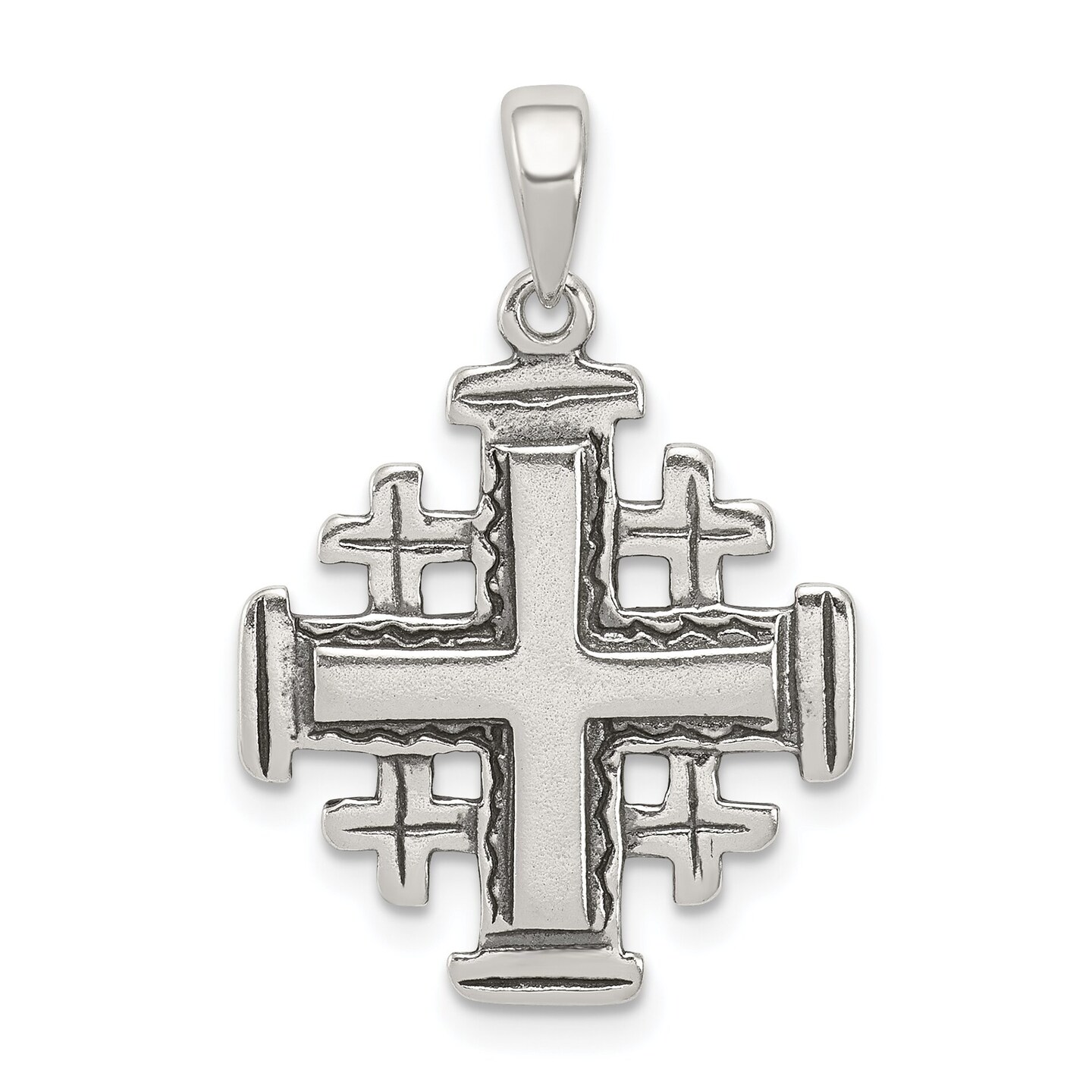 Sterling Silver Jerusalem Cross Charm Jewelry 29mm x 18mm