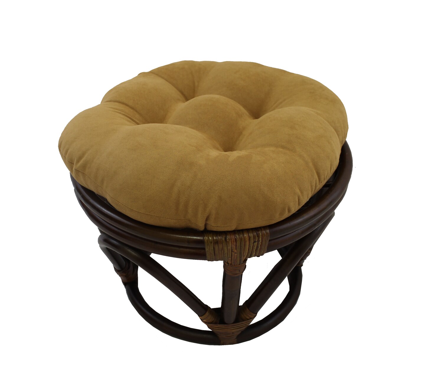 18-inch Round Solid Micro Suede Tufted Footstool Cushion - Camel