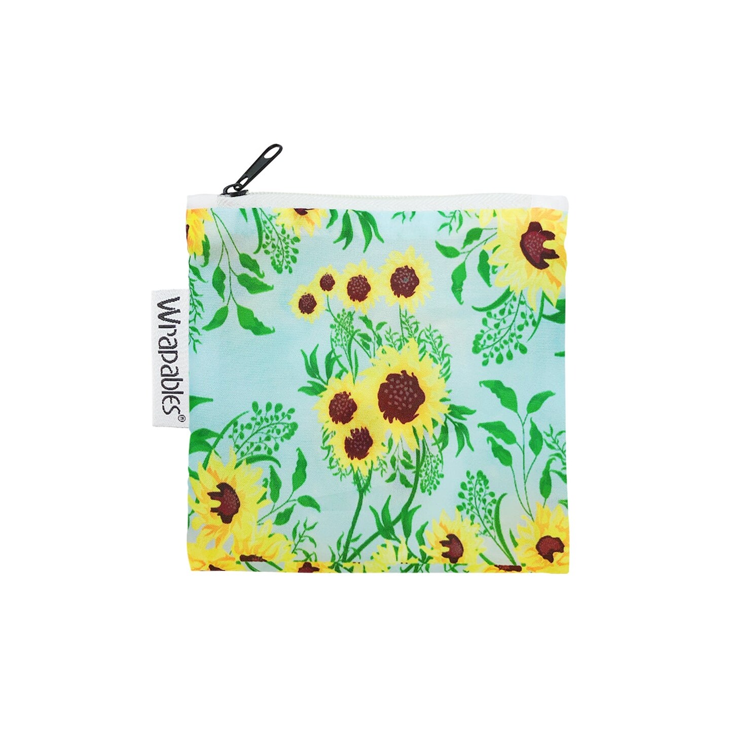 Wrapables Large Reusable Shopping Tote Bag with Outer Pouch, Sunflowers