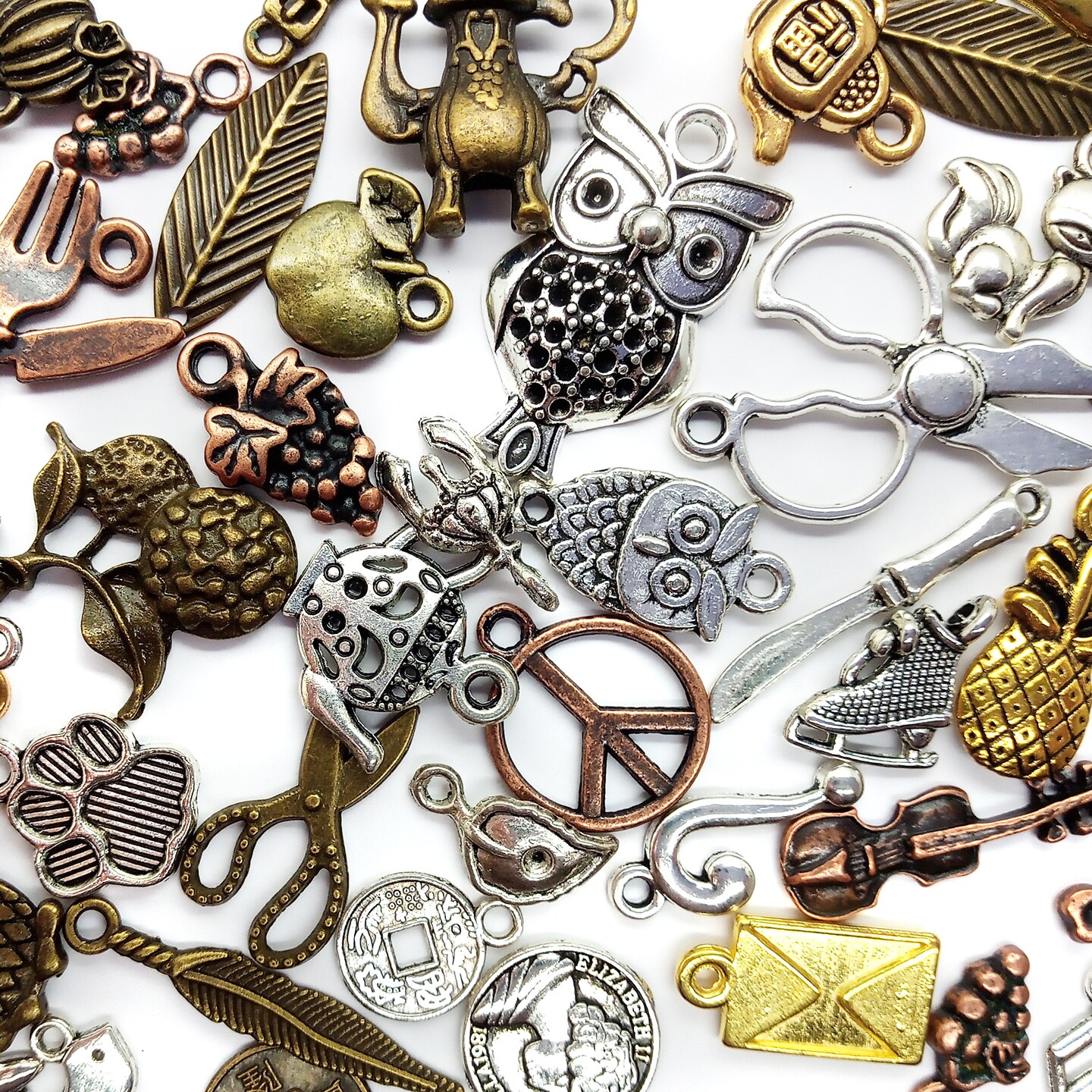Mixed Metal Charms, 60 pieces, Big Variety of Alloy Charms, Adorabilities